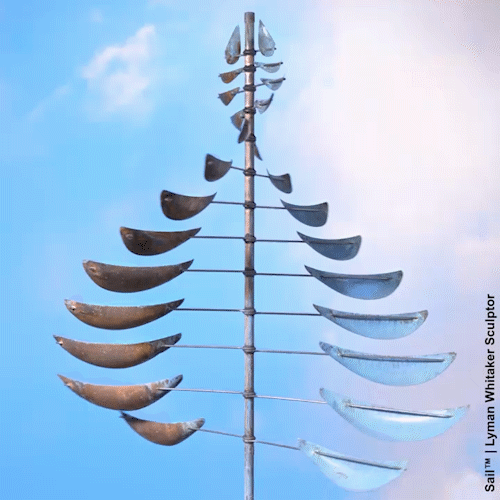 Sail wind sculpture by Lyman Whitaker in motion.