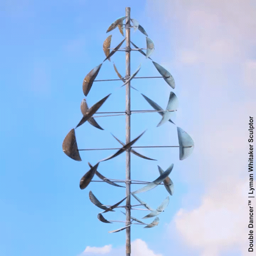 Animated GIF of a double dancer wind sculpture by Lyman Whitaker.