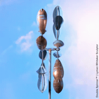 Animated GIF of a double spinner wind sculpture by Lyman Whitaker.