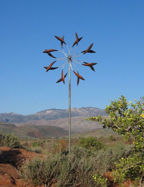 Double Spinner Wind Sculpture by Utah artist Lyman Whitaker.