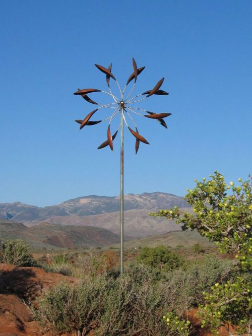 Double Spinner Wind Sculpture by Utah artist Lyman Whitaker.