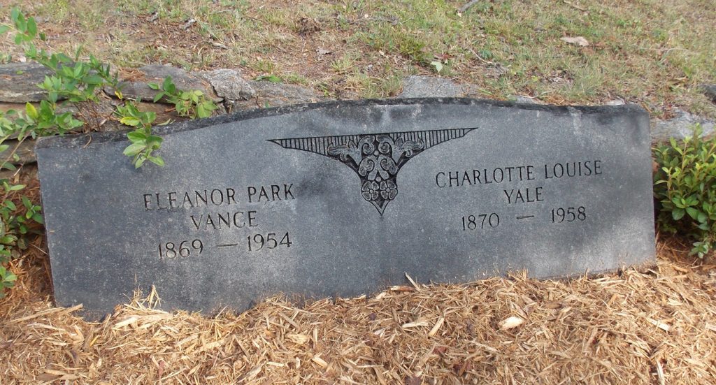 Gravesite of Eleanor Park Vance and Charlotte Louise Yale in Tryon, NC.