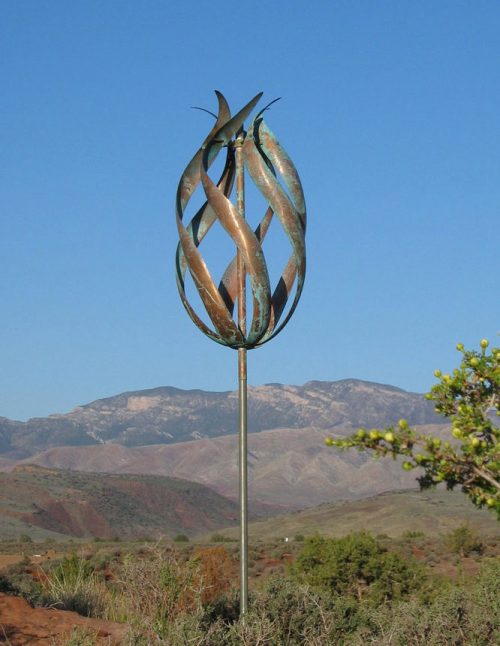 Copper Desert Flame Wind Sculpture handcrafted by Utah artist Lyman Whitaker.