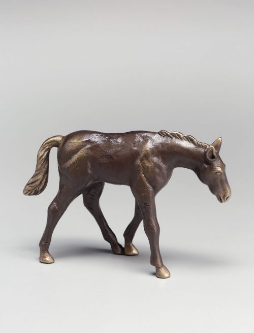 Bronze pony sculpture by artist Scott Nelles.
