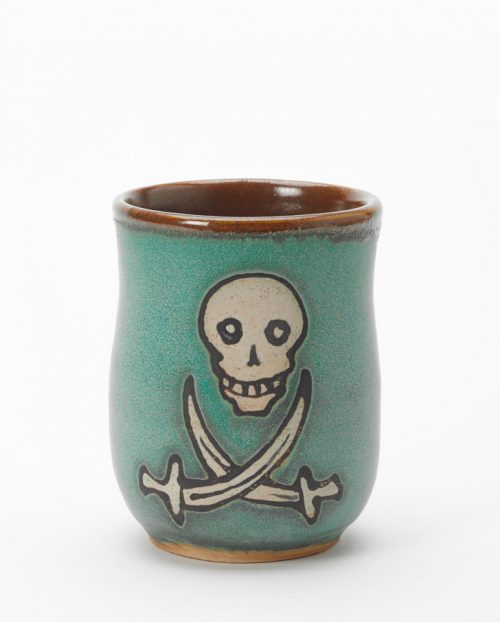 Calico Jack ceramic pirate cup handmade by Hog Hill Pottery.