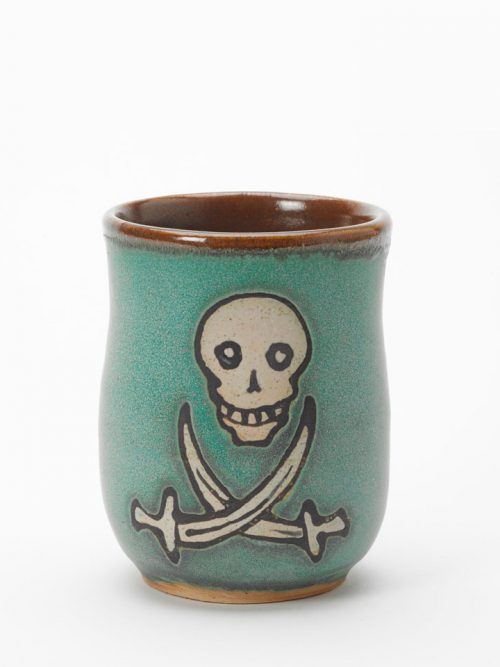 Calico Jack ceramic pirate cup handmade by Hog Hill Pottery.