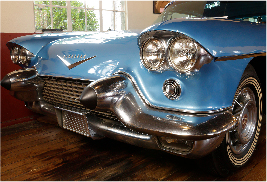 1957 Cadillac Eldorado Brougham on display in the Antique Car Museum at Grovewood Village.