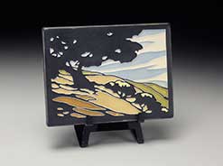 Ceramic Motawi tile available for sale at Grovewood Gallery.