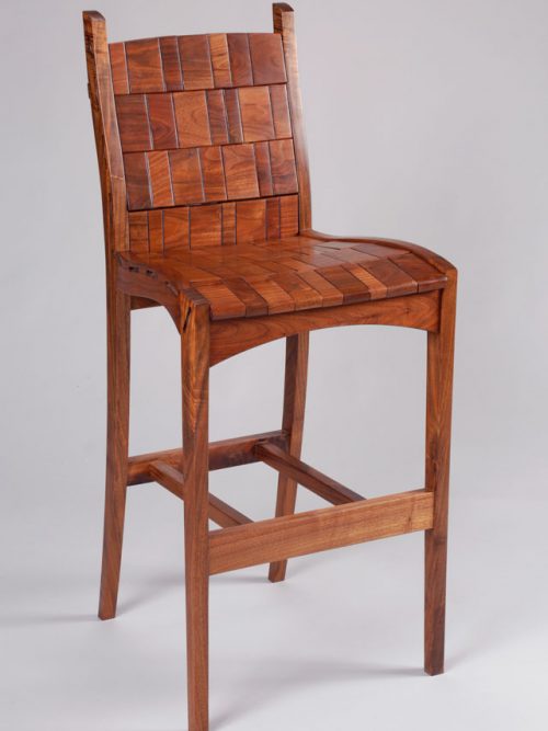 Walnut barstool by Tennessee artist Alan Daigre.