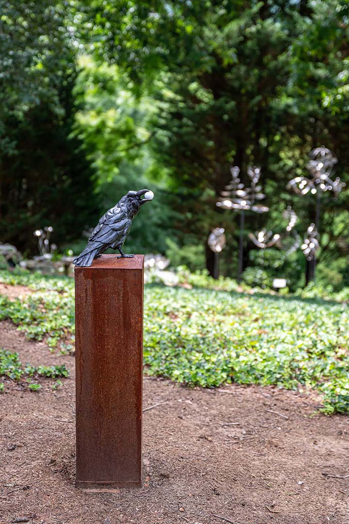 Outdoor sculpture by artist Roger Martin titled Excuse Number 153.
