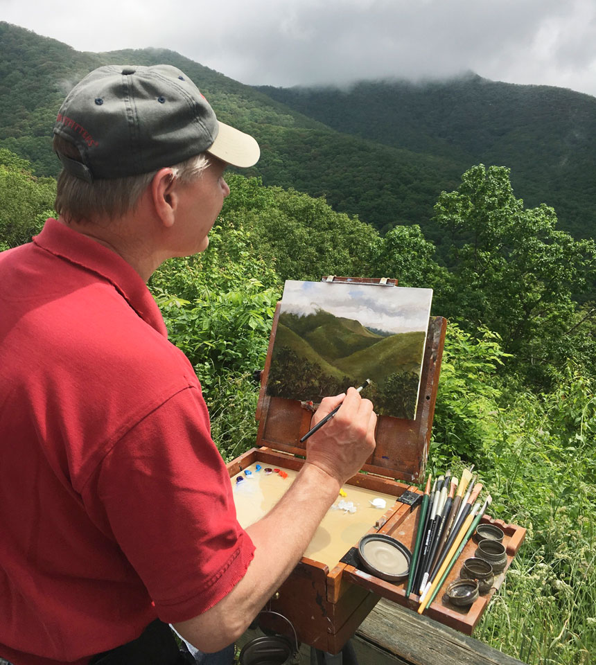 Asheville artist Bryan Koontz plein air painting.