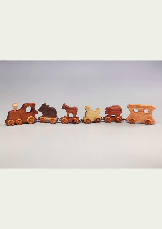 wooden animal train