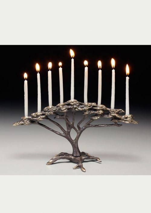 Bronze tree of life menorah by Scott Nelles.