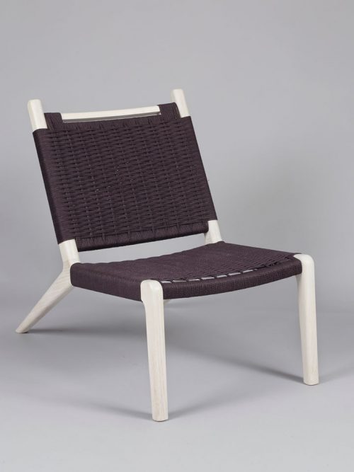 Hand-dyed Danish cord lounge chair by Asheville furniture maker Andrew Stack.