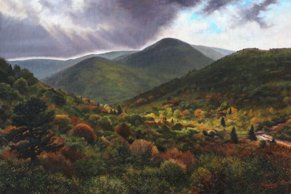 Oil painting by Bryan Koontz titled Looking Toward Black Balsam.