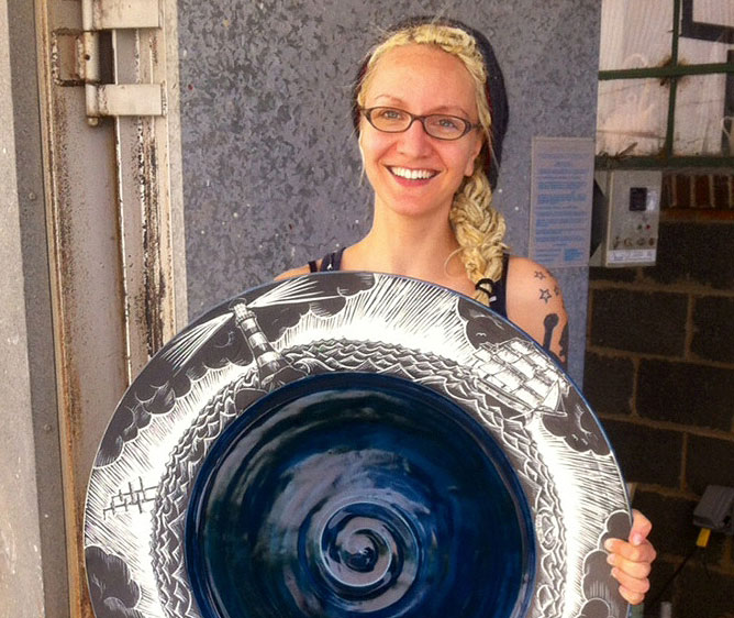 Jellyfish Mug  Handmade by Asheville Studio Potter Anja Bartels