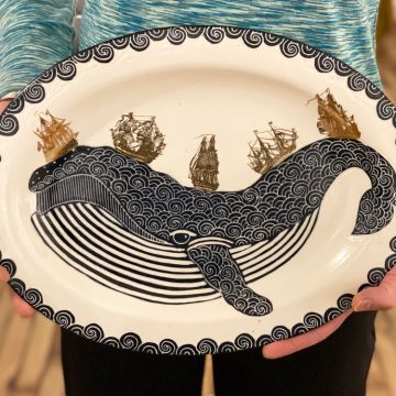 Whale platter by Asheville artist Anja Bartels.