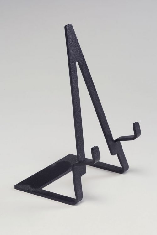 Steel display easel for ceramic and wooden tiles.