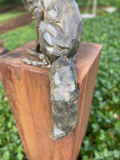 Limited edition bronze fox sculpture by North Carolina artist Roger Martin.