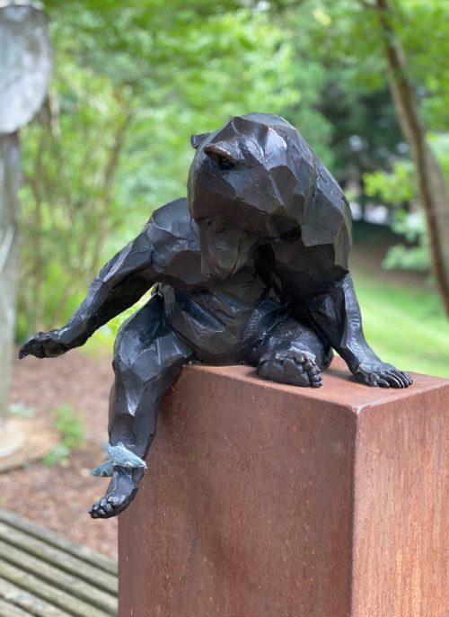 Limited edition bronze black bear sculpture by Roger Martin.