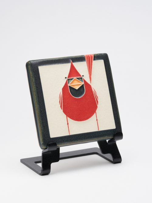 Male cardinal ceramic art tile handcrafted by Motawi Tileworks.
