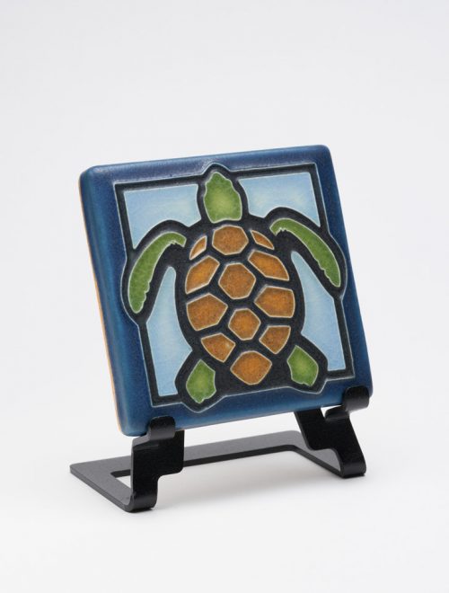 Ceramic turtle art tile handcrafted by Motawi Tileworks in Michigan.