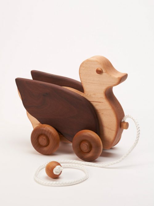 Wooden duck pull toy by East Laurel Woodcrafts.