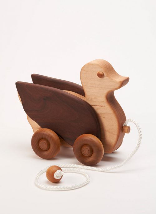 Wooden duck pull toy by East Laurel Woodcrafts.