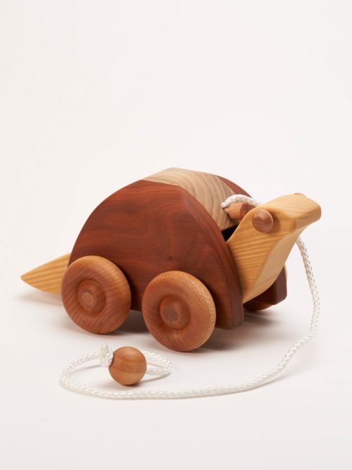 Wooden turtle pull toy by East Laurel Woodcrafts.