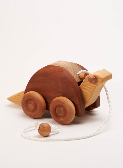 Wooden turtle pull toy by East Laurel Woodcrafts.