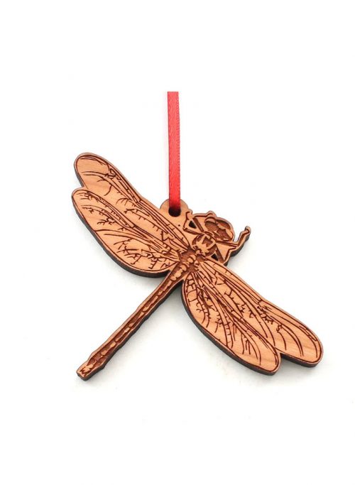 Wooden dragonfly ornament by Nestled Pines Woodworking.
