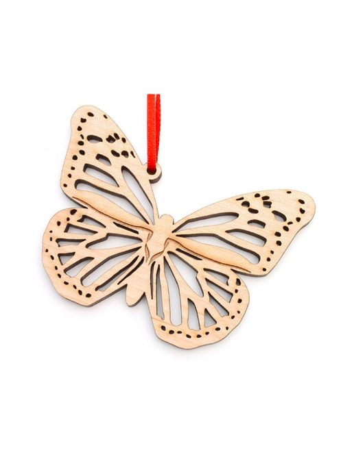 Monarch butterfly ornament handcrafted by Nestled Pines Woodworking.