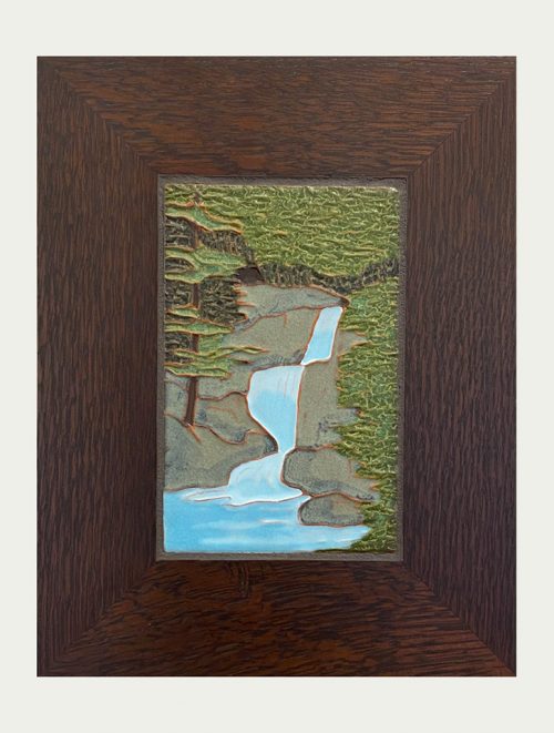 Framed waterfall art tile by artist Jonathan White.