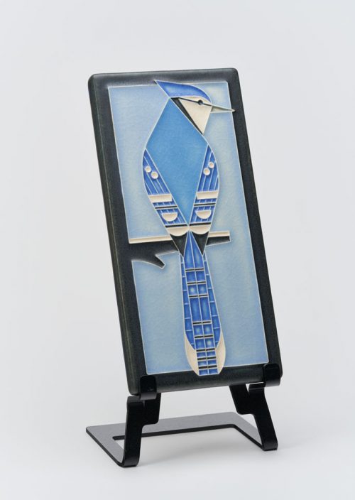 Ceramic art tile with a blue jay design by Motawi Tileworks.