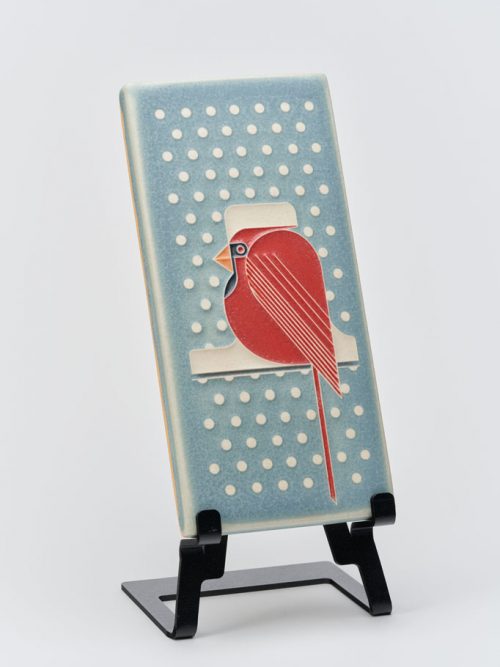 Ceramic art tile titled Cool Cardinal by Motawi Tileworks.