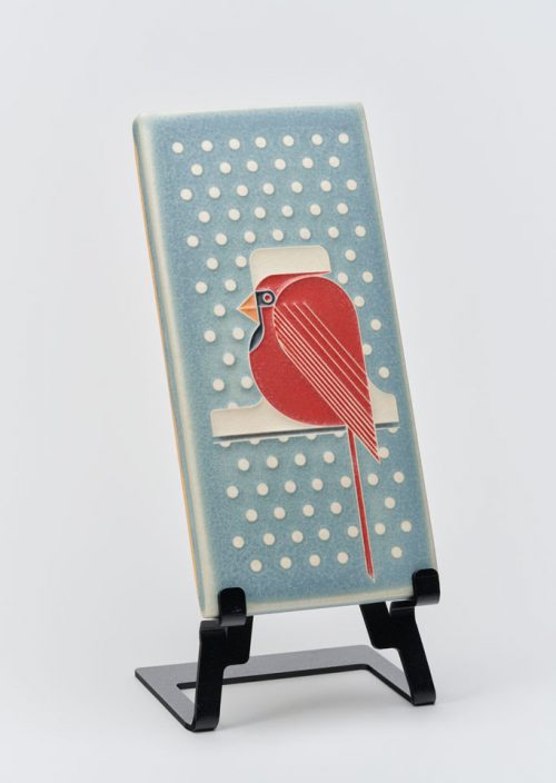 Ceramic art tile titled Cool Cardinal by Motawi Tileworks.