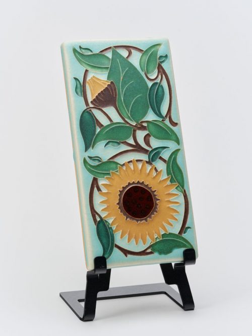 Ceramic handmade art tile by Motawi Tileworks featuring a sunflower.