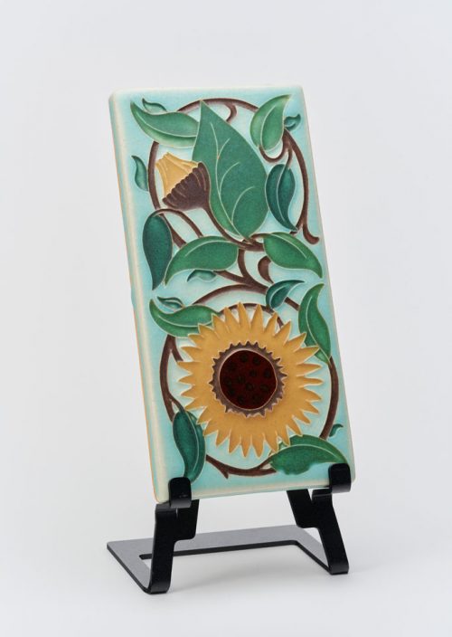 Ceramic handmade art tile by Motawi Tileworks featuring a sunflower.