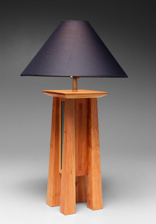 Cherry table lamp by North Carolina woodworker Desmond Suarez.