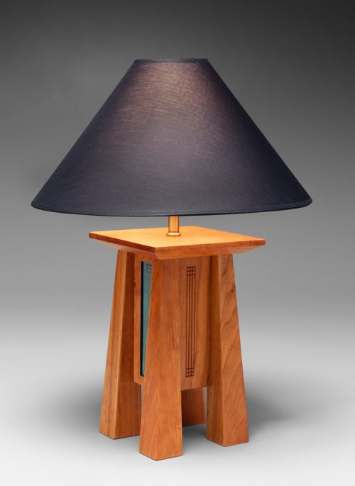 Cherry table lamp by North Carolina woodworker Desmond Suarez.