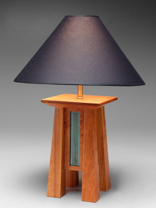 Cherry table lamp by North Carolina artist Desmond Suarez.