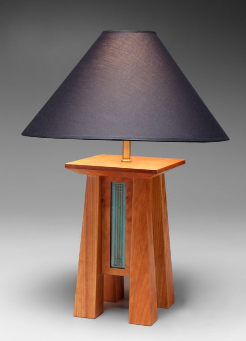 Cherry table lamp by North Carolina artist Desmond Suarez.