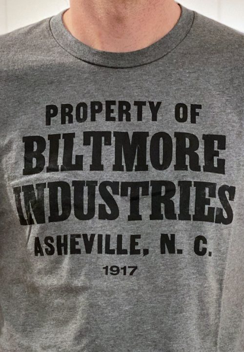 Detail of a Biltmore Industries t-shirt.