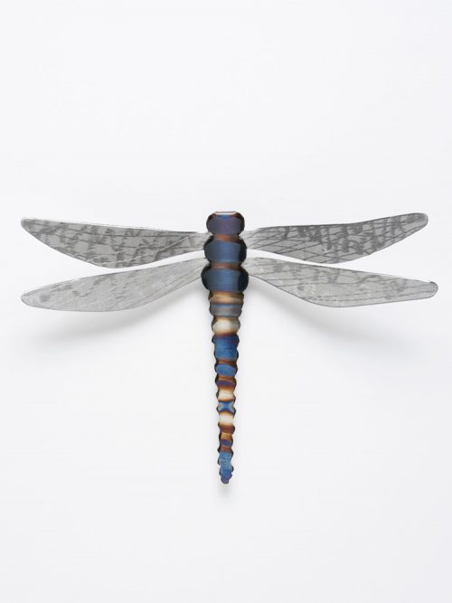 Handcrafted metal dragonfly by artist John Running.