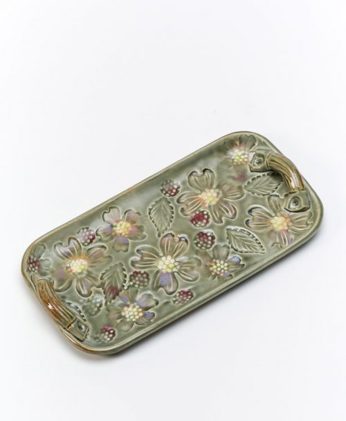 Ceramic blossom tray by North Carolina studio potter Vicki Gill.