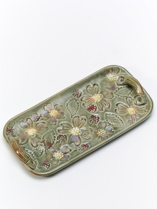 Ceramic blossom tray by North Carolina studio potter Vicki Gill.