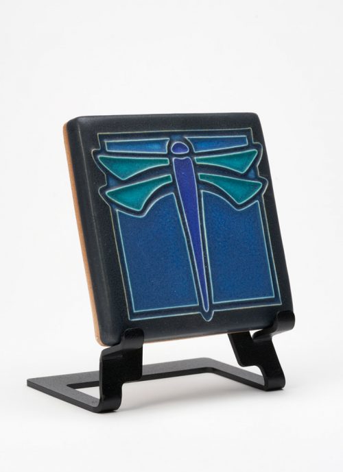 Ceramic dragonfly art tile handmade by Motawi Tileworks.