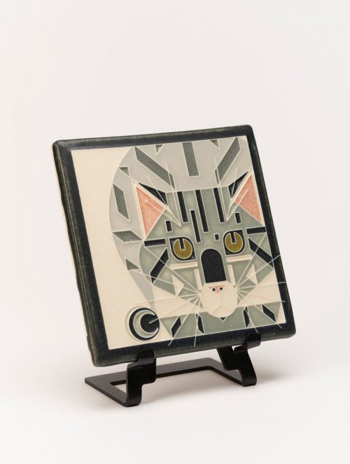 Ceramic cat tile handmade by Motawi Tileworks in Ann Arbor, MI.