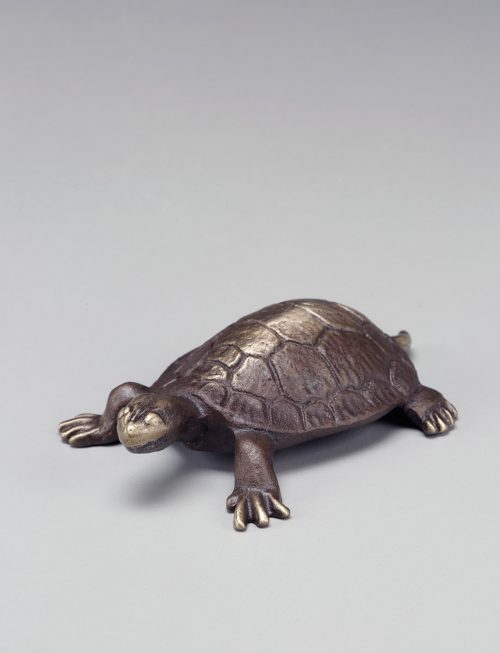 Sand-casted bronze turtle sculpture by artist Scott Nelles.