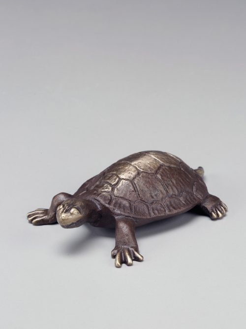 Sand-casted bronze turtle sculpture by artist Scott Nelles.
